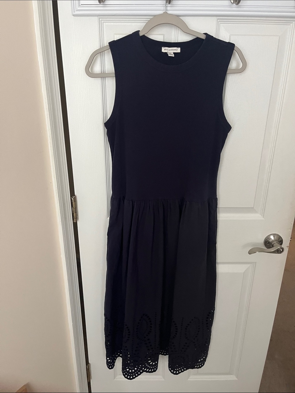 Free Assembly Sleeveless Midi Dress with Eyelet Hem Detail